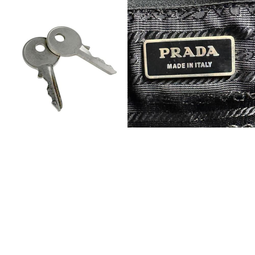 PRADA handbag nylon leather black x brown women's z5665 - Picture 5 of 5